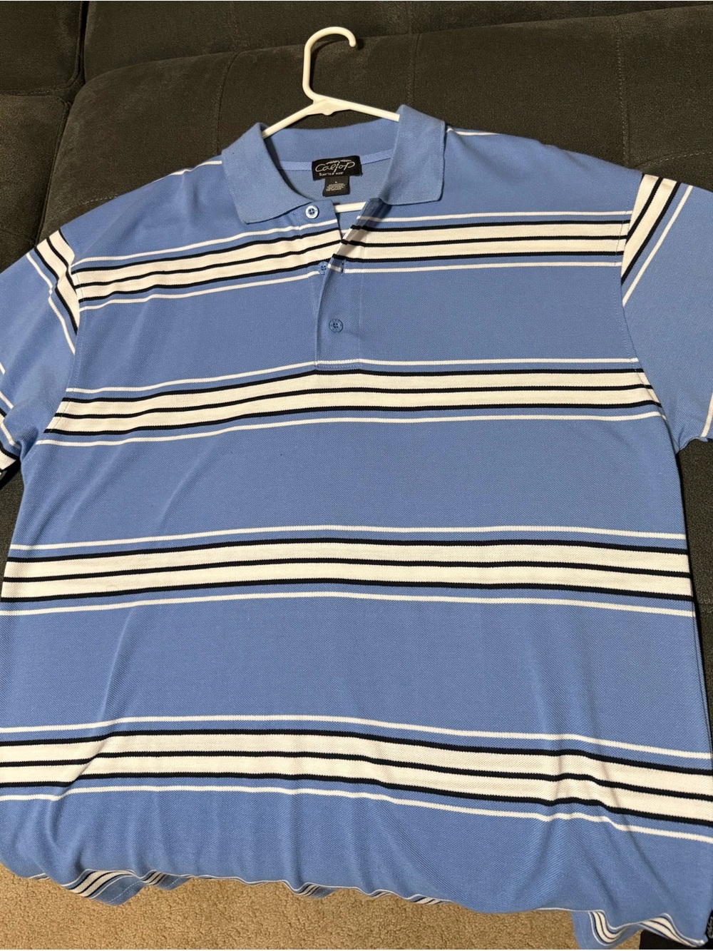 Mens CalTop Light Blue/White Striped Polo Shirt